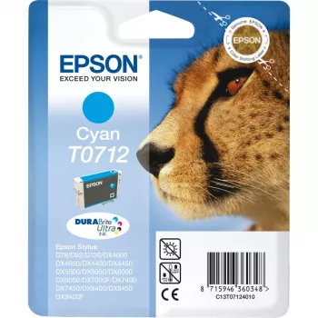 Epson Cheetah confezione singola ciano T0712 DURABrite Ultra Ink, ciano, 1 pz.