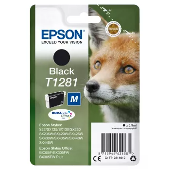 Epson Fox confezione singola nero T1281 DURABrite Ultra inchiostro, nero, inchiostro pigmentato, 5,9 ml, 1 pezzo