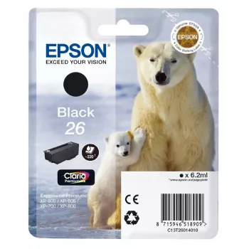 Epson Polar bear confezione singola nero 26 Claria Premium inchiostro, nero, inchiostro a base di pigmento, 1 pz.
