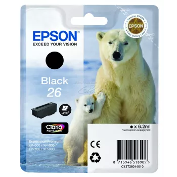 Epson Polar bear confezione singola nero 26 Claria Premium inchiostro, nero, inchiostro a base di pigmento, 1 pz.