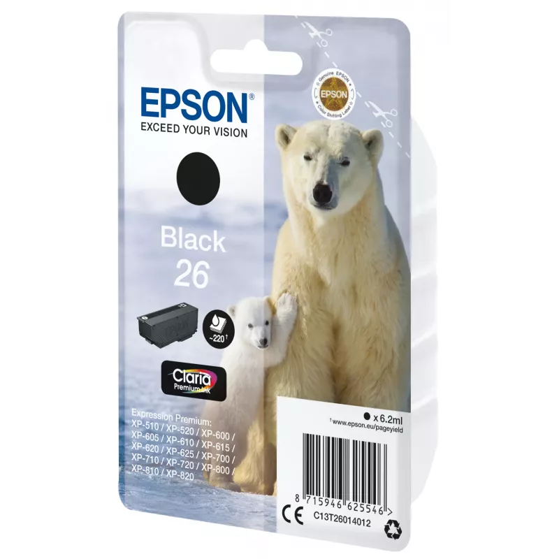 Epson Polar bear confezione singola nero 26 Claria Premium inchiostro, nero