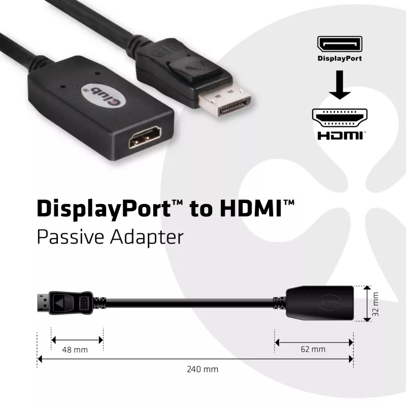 Adattatore passivo DisplayPort a HDMI CLUB3D CAC-1001
