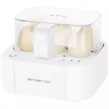 Cuociuova Emerio EB-115560.12 — capacità 6 uova, corpo bianco, spia di controllo, peso 1,01 kg