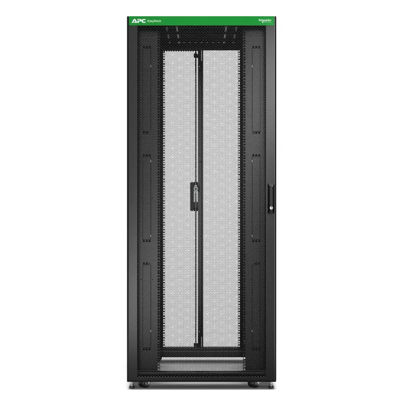 Armadio di rete APC Easy Rack ER8220, 42U, 800 x 1200 mm, con tetto, ruote, piedini, 4 staffe e base, senza pannelli laterali, nero