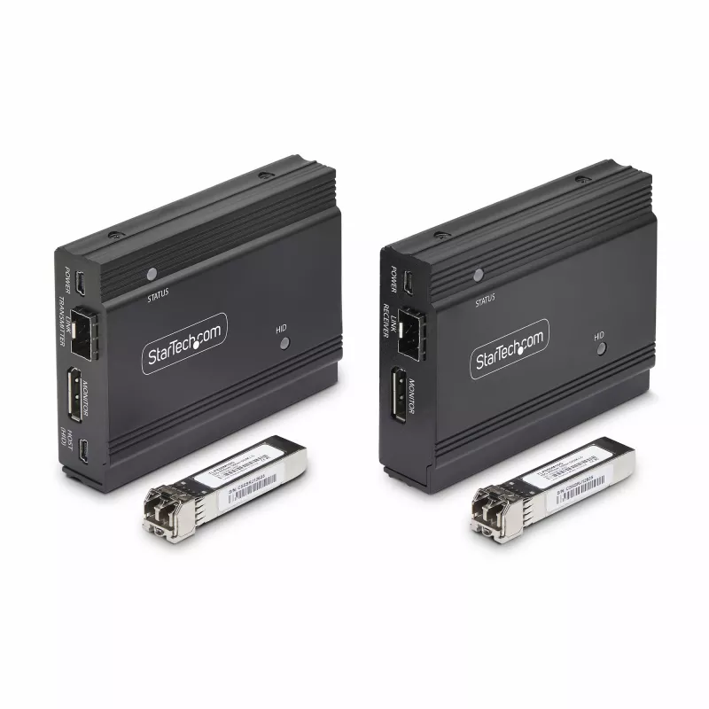 StarTech.com extender KVM DisplayPort su fibra ottica, 4K 60Hz, kit extender console, fino a 300 m (multimodale) con moduli SFP+ preinstallati, 3x USB HID