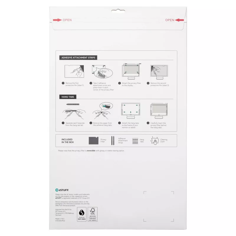 eSTUFF GLBB24519325 filtro privacy per display 61 cm (24 inch) monitor filtro privacy per display frameless