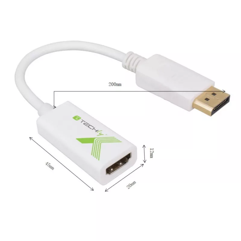 Techly IADAP DP-HDMIFP adattatore cavo video 0,2 m DisplayPort HDMI bianco
