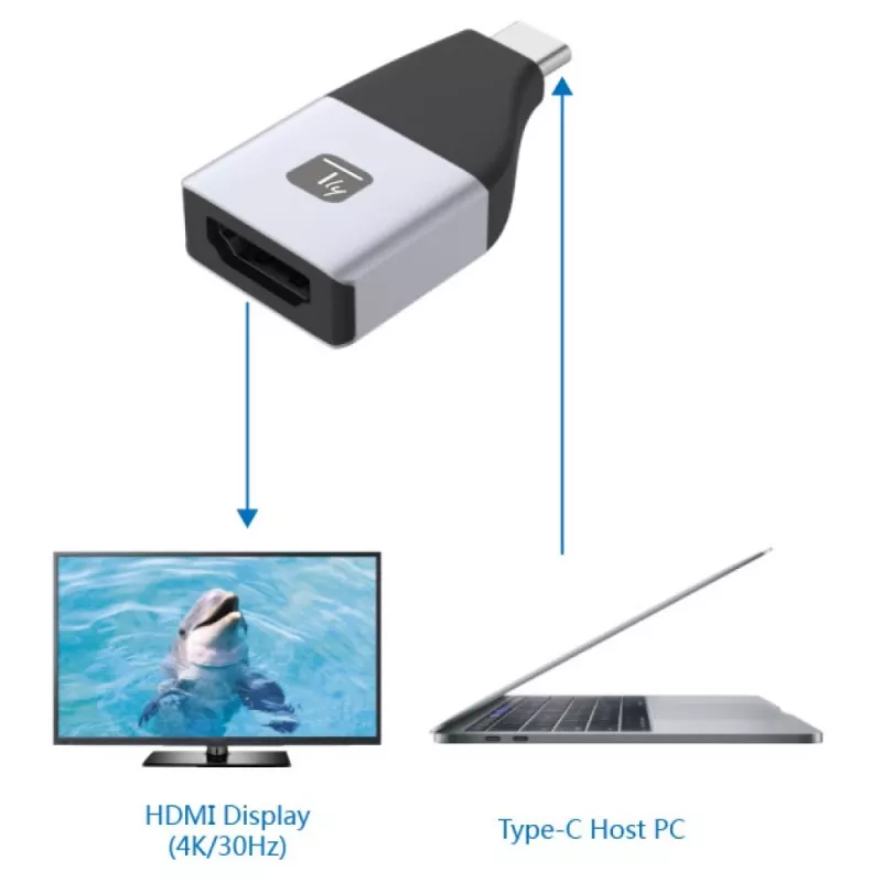 Techly IADAP USBC-HDMI4K adattatore grafico USB 4096 x 2160 pixel nero, argento