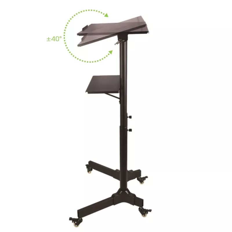 Techly ICA-TB TPM-1BK Carrello universale per notebook/proiettore, 103-125 cm, nero