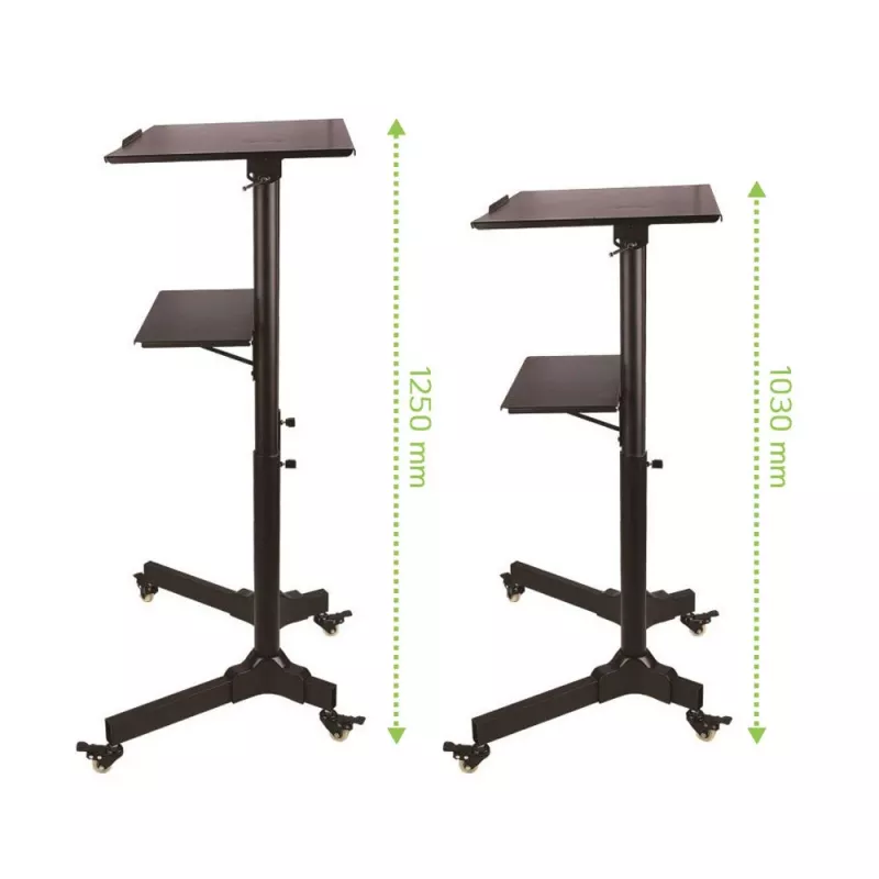 Techly ICA-TB TPM-1BK Carrello universale per notebook/proiettore, 103-125 cm, nero