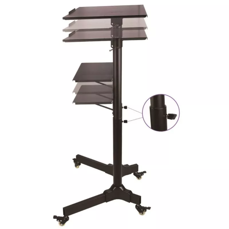Techly ICA-TB TPM-1BK Carrello universale per notebook/proiettore, 103-125 cm, nero