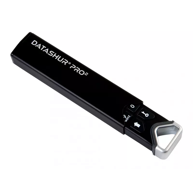 Chiavetta USB crittografata iStorage datAshur PRO2 IS-FL-DP2-256-4, 4 GB, USB 3.2 Gen 1 Type-A, crittografia hardware AES-XTS a 256 bit, lettura 130,3 MB/s, scrittura 116,5 MB/s, nera