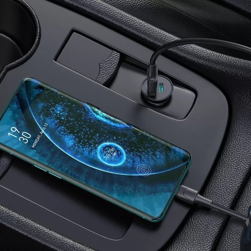 Techly caricabatterie mini da auto USB-A e USB-C Quick Charge 3.0 38W in metallo nero