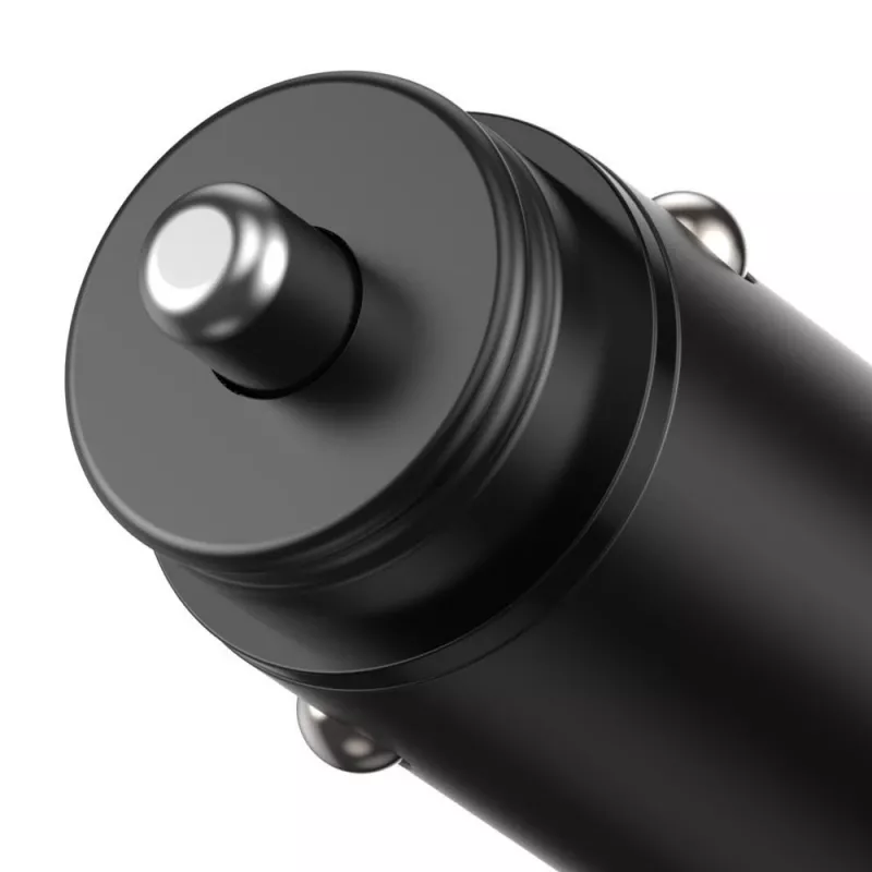 Techly caricabatterie mini da auto USB-A e USB-C Quick Charge 3.0 38W in metallo nero