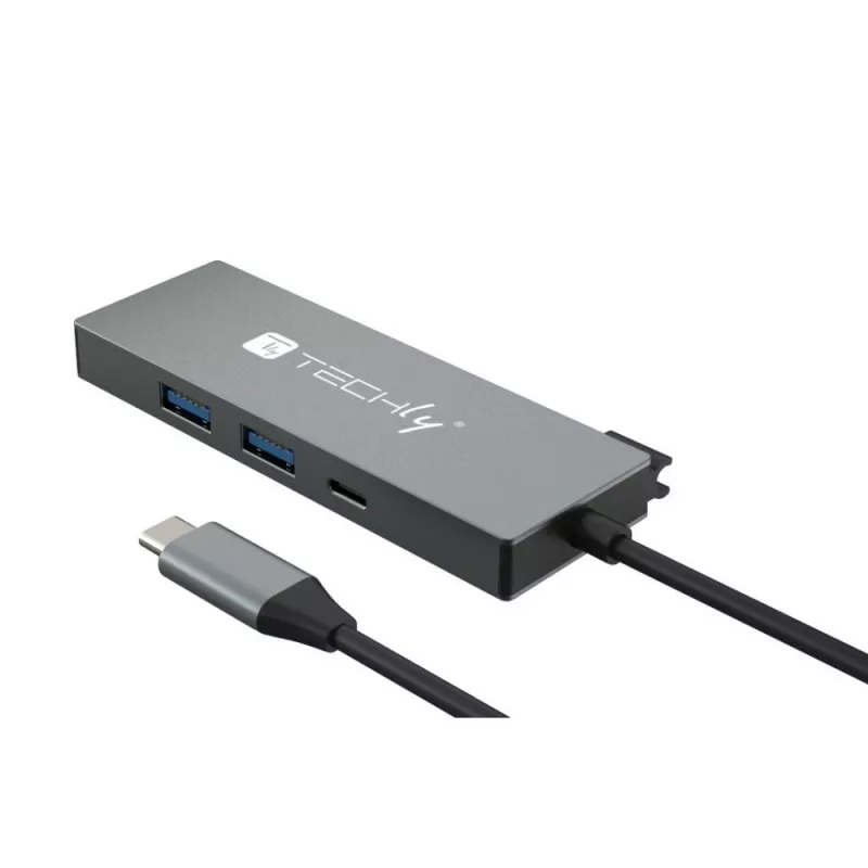 Hub USB-C 4 in 1 Techly IUSB32C-HUB4HPD, docking station USB 3.2 Type-C, 2x USB-A, 1x USB-C, HDMI