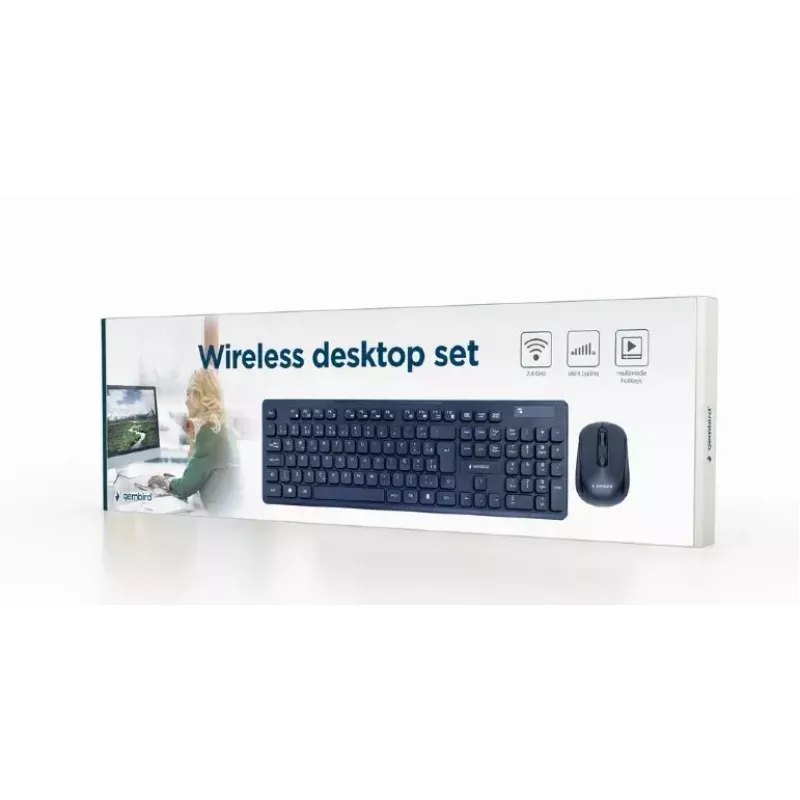Gembird KBS-WCH-03-DE tastiera mouse inclusi universale RF Wireless QWERTZ tedesco nero