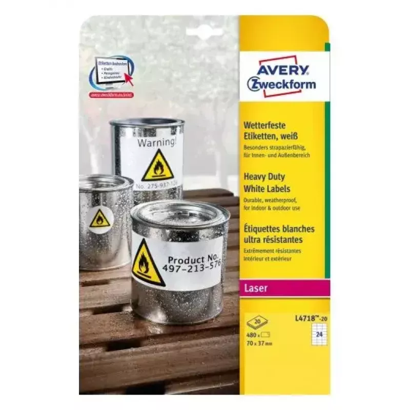 Etichetta autoadesiva per stampante Avery L4718-20