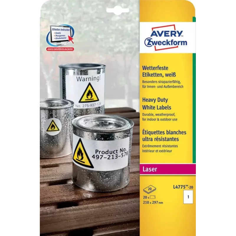 Etichetta autoadesiva Avery L4775-20 rettangolo arrotondato