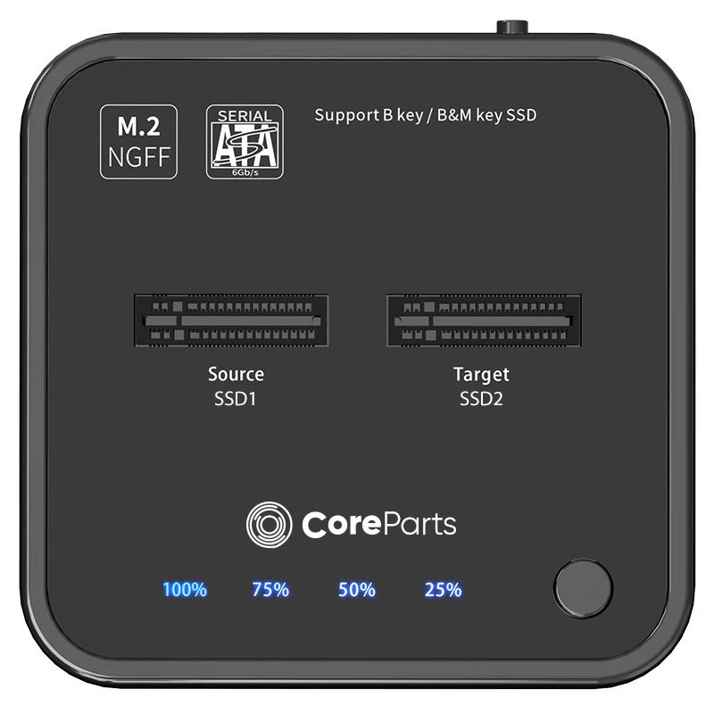CoreParts MS-CLONER-SATA Docking station di archiviazione USB 3.2 Gen 2 (3.1 Gen 2) Type-C Nero