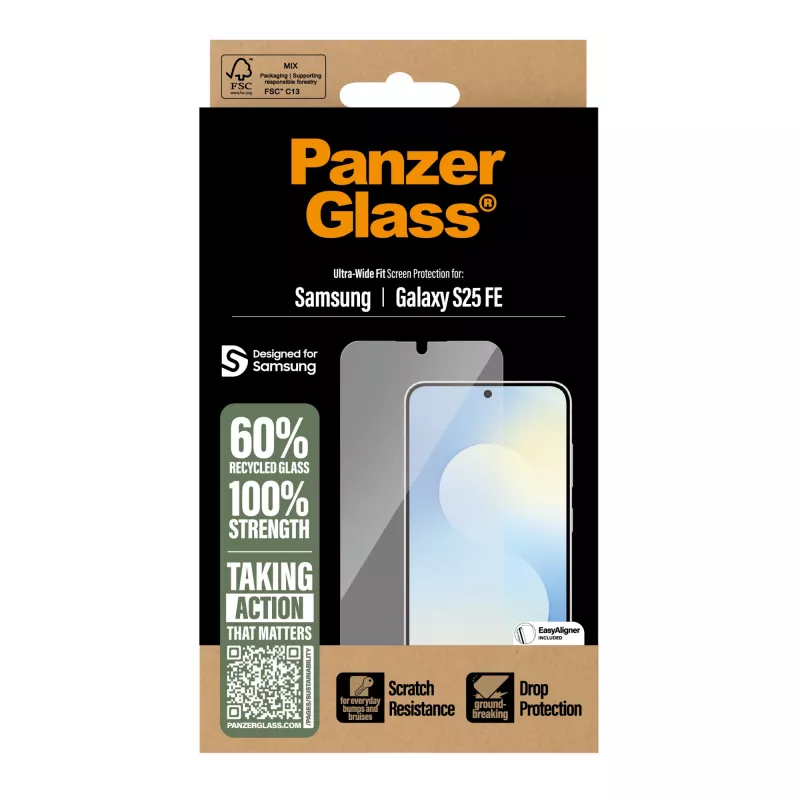 PanzerGlass ® pellicola protettiva per display Samsung Galaxy S25 FE 5G | Ultra-Wide Fit con EasyAligner