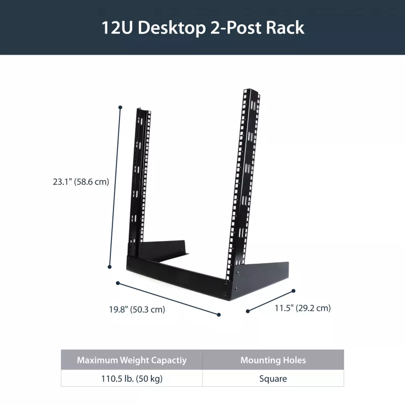 StarTech.com rack desktop per server a 2 montanti 12U, rack per computer aperto 19