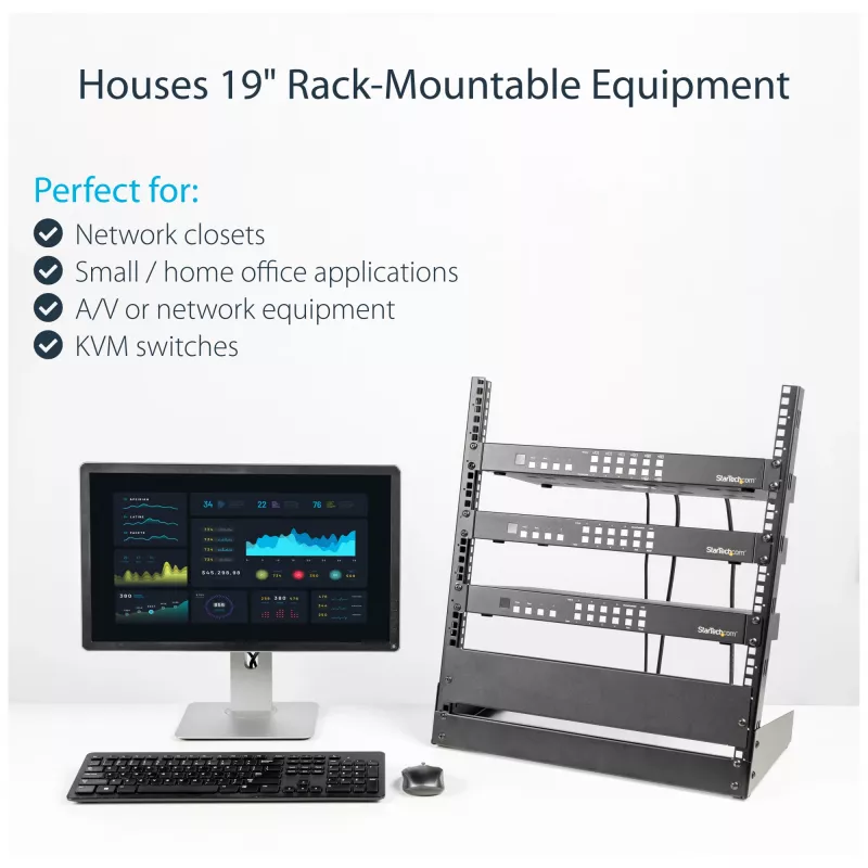 StarTech.com rack desktop per server a 2 montanti 12U, rack per computer aperto 19