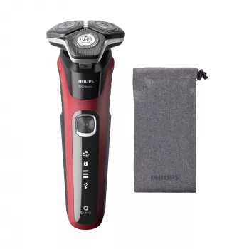 Rasoio rotante Philips Series 5000 S5883/10 — 3 testine, bagnato e asciutto, 60 min di autonomia, display LED, ricaricabile USB