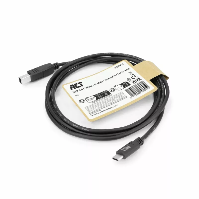 ACT Cavo USB 2.0, USB-C a USB-B, 1,8 metri