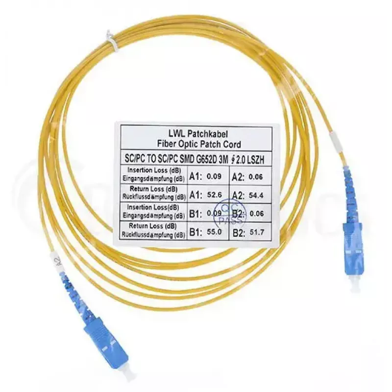Cavo in fibra ottica BlueOptics SFP2222BU50MK SC G.657.A1 50 m giallo