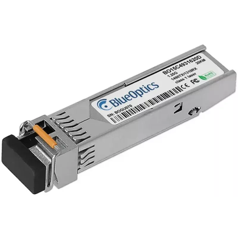 BlueOptics SFP-BXD43-20KM-QN-BO transceiver SFP, compatibile con QNAP, 1000BASE-BX-D, LC simplex, monomodale, TX1490nm/RX1310nm, DDM