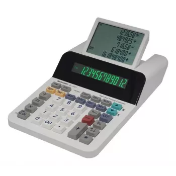 Sharp EL-1501 Calcolatrice da tavolo con stampa multicolore, bianco