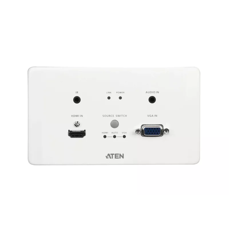 Trasmettitore HDMI e VGA HDBaseT ATEN con placca a parete EU / PoH (4K@100m) (HDBaseT Class A)