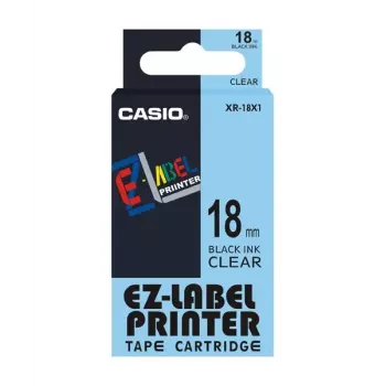 Nastro per etichettatura Casio XR-18X1 nero su trasparente