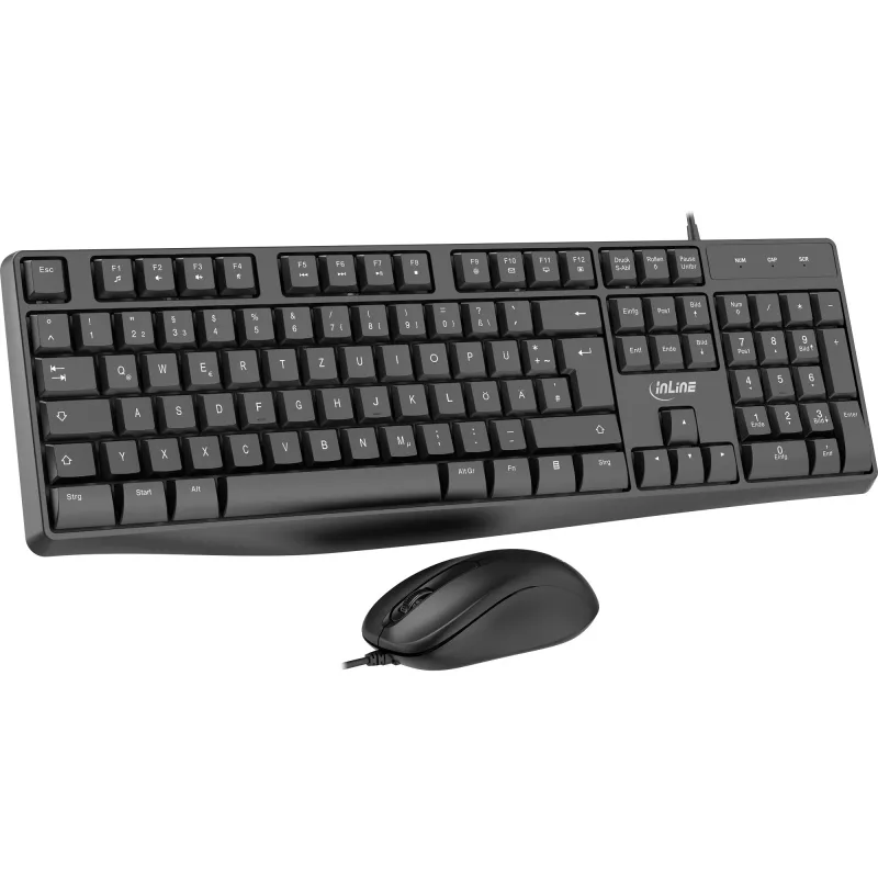 InLine Basic Desktop II, set tastiera-mouse, cavo USB, layout standard DE