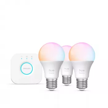 Kit illuminazione smart Philips Hue White and Colour Ambience Essential – 3 lampadine smart E27, 806 lm, 8 W, Bluetooth/Zigbee
