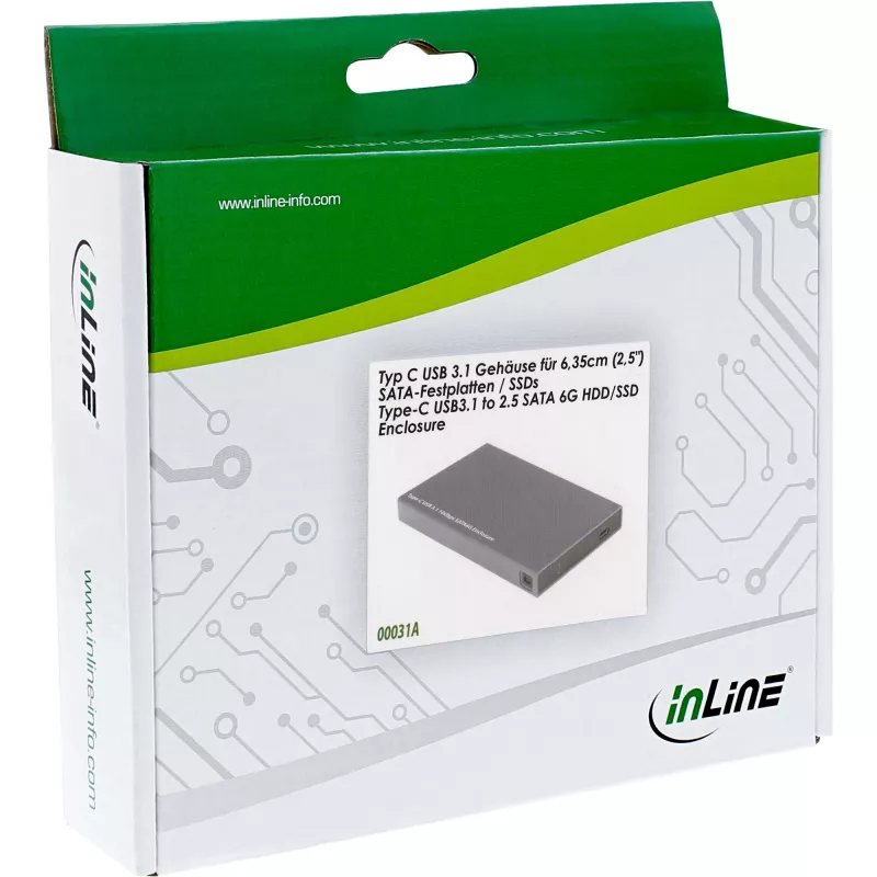 InLine Case est. 2,5 pollici USB 3.1, per HDD/SSD SATA, con connettore USB-C