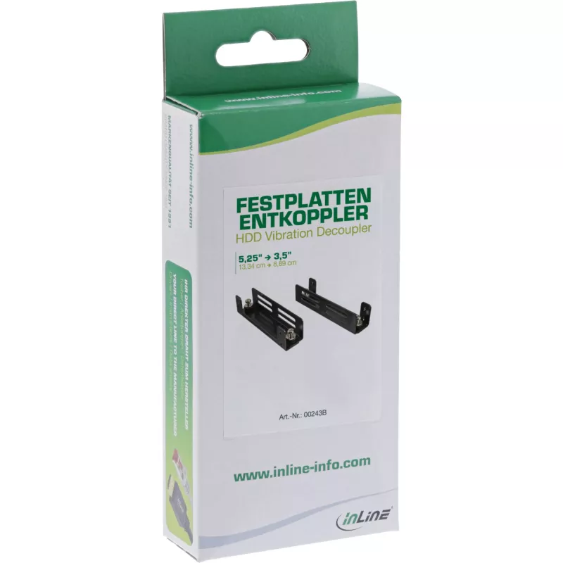 Disaccoppiatore per disco fisso InLine, antivibrazione, da 5,25 pollici a 3,5 pollici, nero