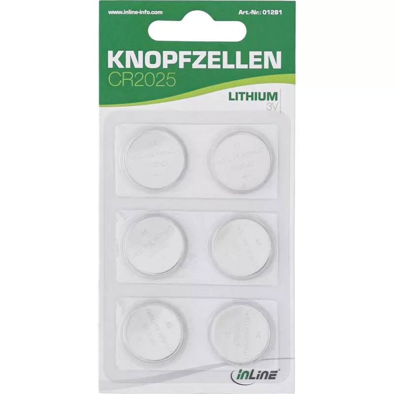 Pila a bottone InLine CR2025 3V Litio confezione da 6