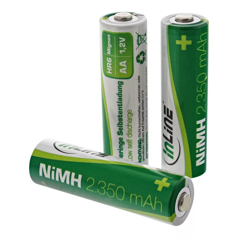 InLine Batteria ricaricabile NiMH, Mignon (AA), 2350 mAh, pronta all'uso