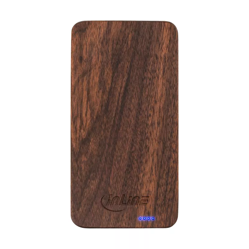 InLine woodplate, PowerBank USB 5.000mAh, con LED, legno di noce