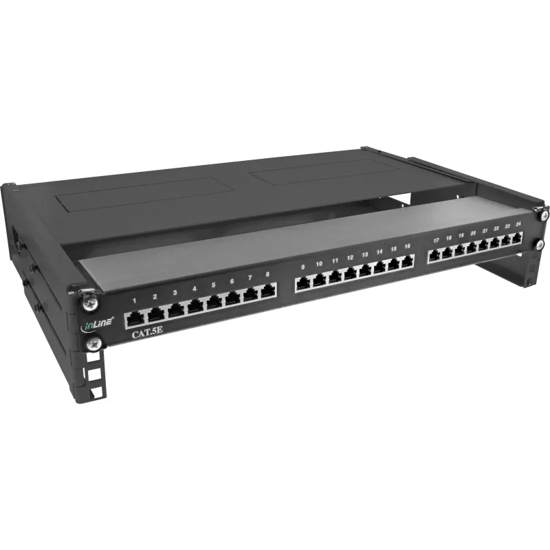 InLine rack pieghevole 19 pollici, 2HE, profondità 24–40 cm, con copertura, nero