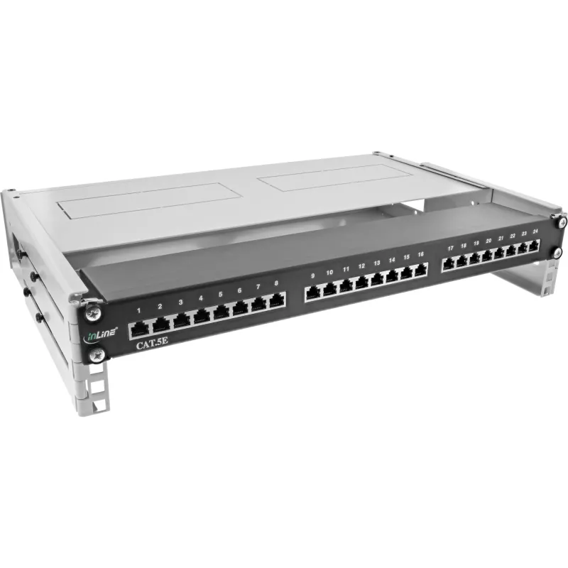InLine rack pieghevole 19 pollici, 2HE, profondità 24–40 cm, con copertura, grigio