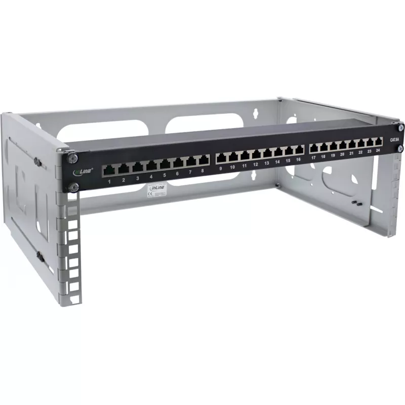 Rack per montaggio a parete InLine 19 pollici 4HE profondità 24–40 cm grigio