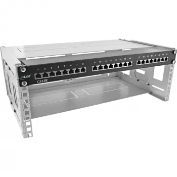 InLine rack pieghevole 19 pollici, 4HE, profondità 24-40cm, con copertura, grigio