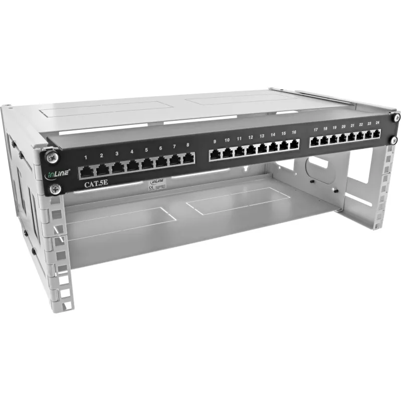 InLine rack pieghevole 19 pollici, 4HE, profondità 24-40cm, con copertura, grigio