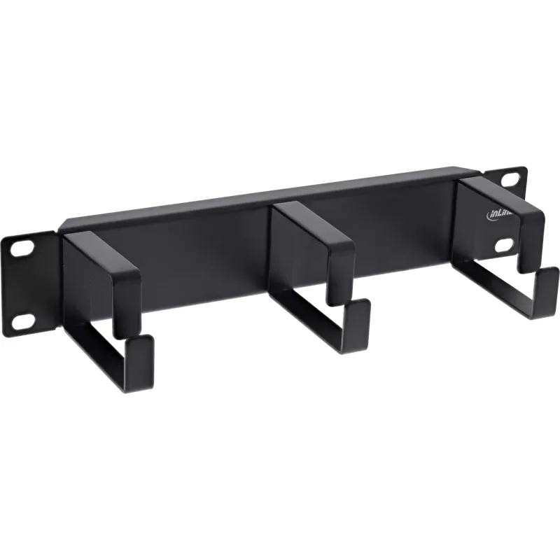 InLine pannello di gestione cavi 10 pollici, 3 supporti, RAL 9005, nero