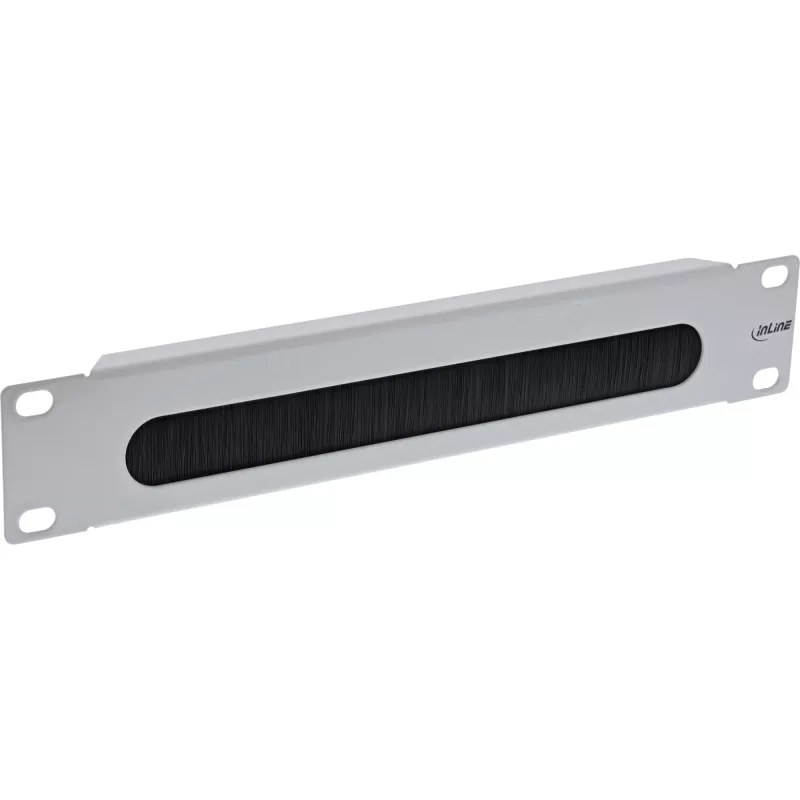 InLine piastra passacavi 10 pollici con spazzola, 1U, RAL 7035 grigio