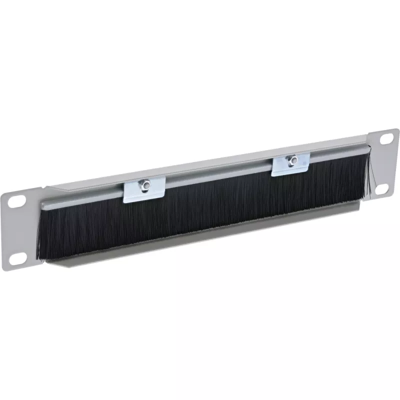 InLine piastra passacavi 10 pollici con spazzola, 1U, RAL 7035 grigio