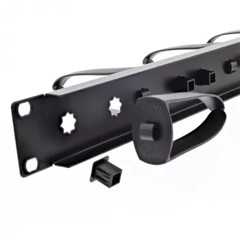 InLine pannello di gestione cavi 19 pollici, 9 supporti in plastica rimovibili, RAL9005 nero