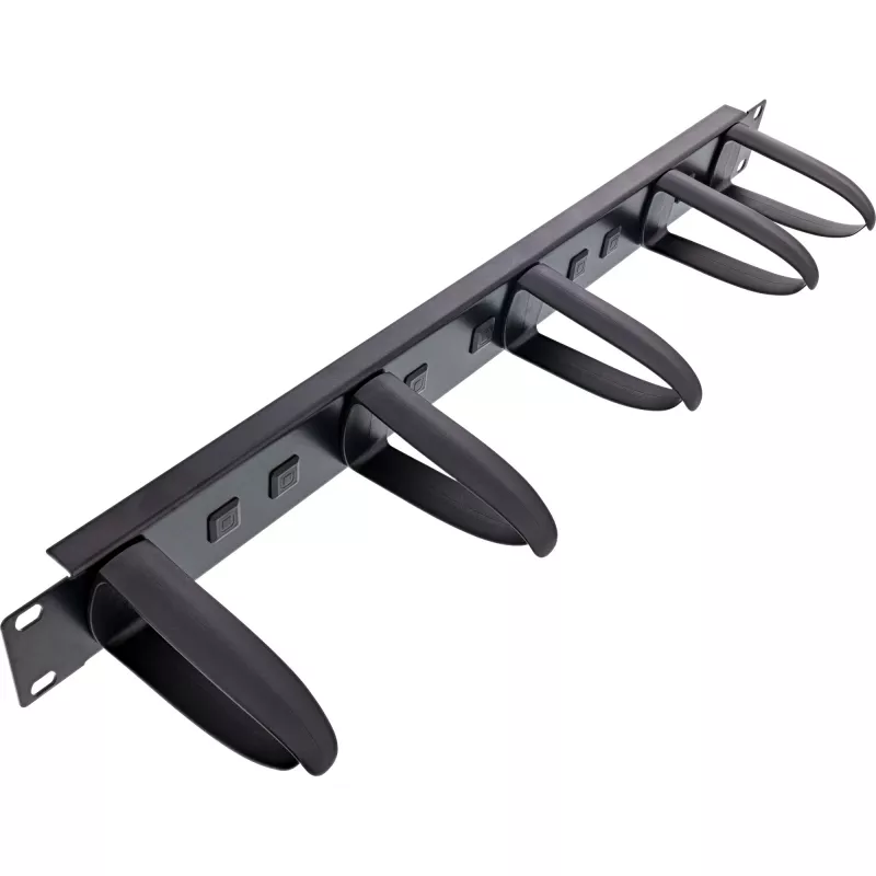 InLine pannello di gestione cavi 19 pollici, 5 supporti in plastica rimovibili, RAL 9005 nero